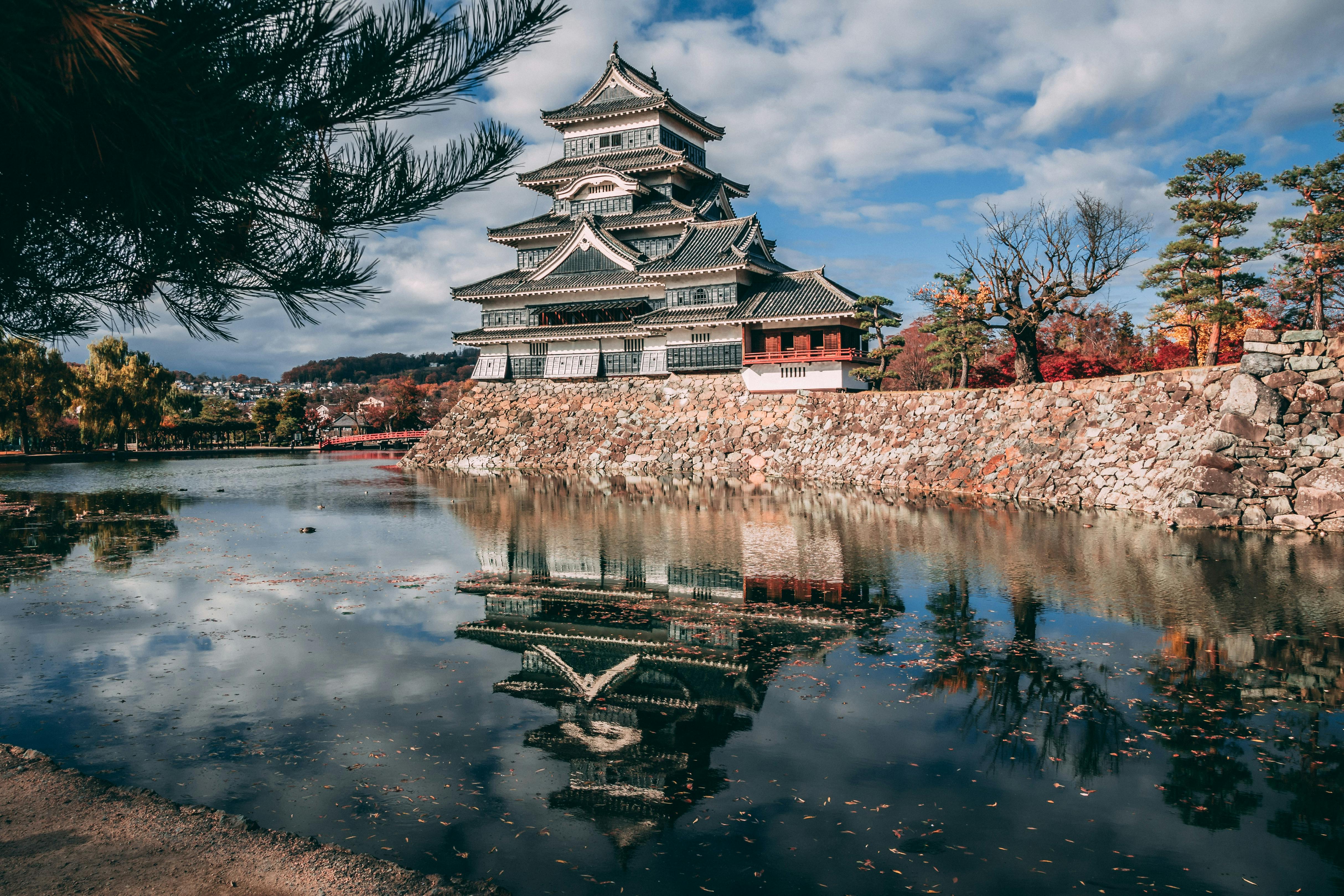 Matsumoto Castle reflected in autumn moat